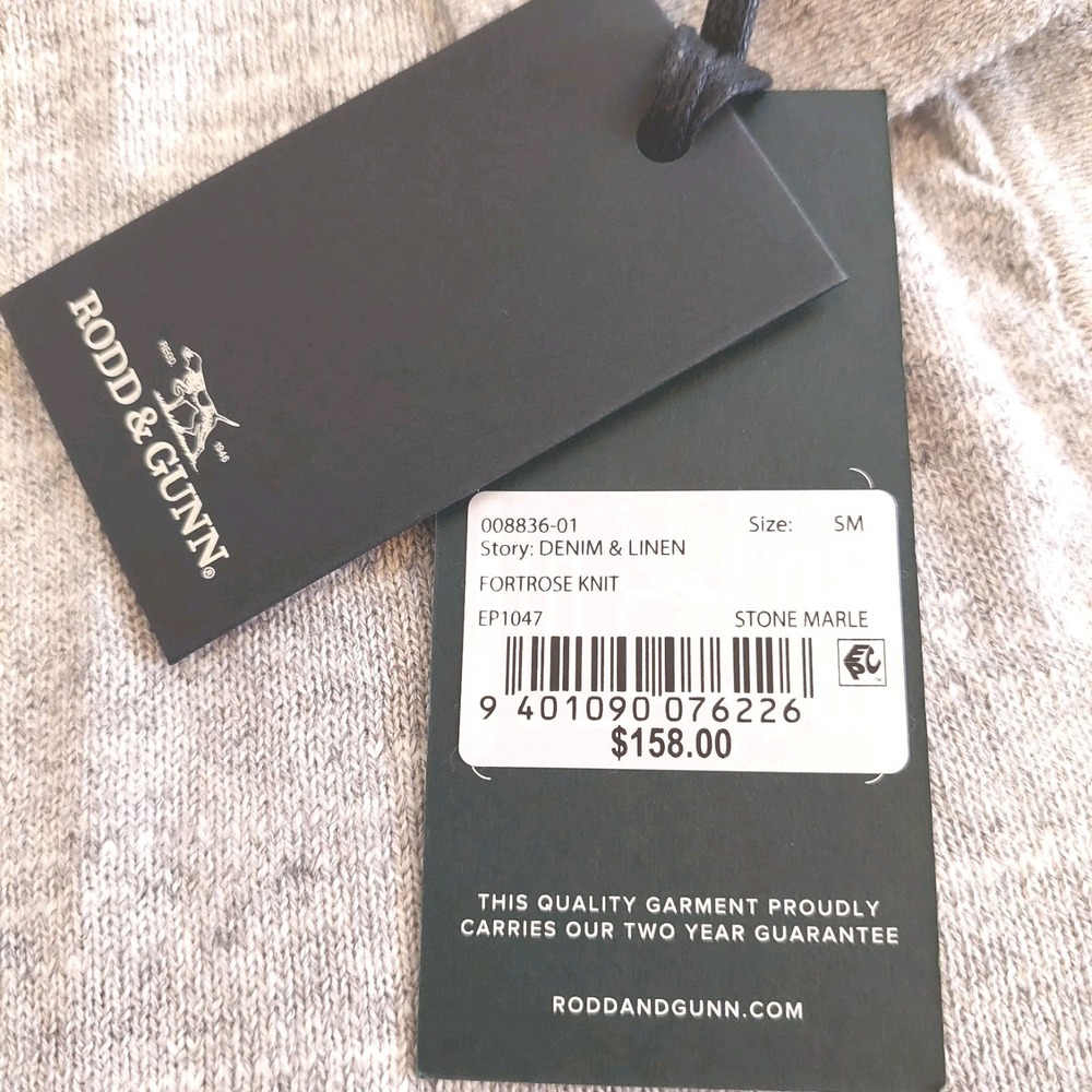 Rodd & Gunn Mens Fortrose Knit L/S Johnny Collar Lite Sweater Stone Marle S NEW! - Picture 9 of 12